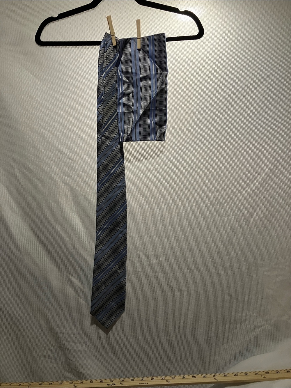Men's Striped Silk Tie - Blue and Gray